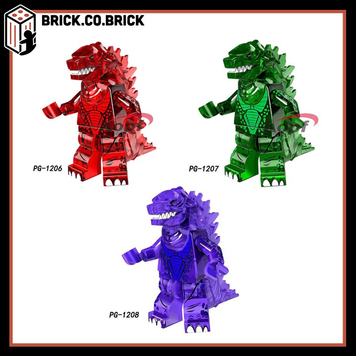 Godzilla Đồ Chơi Lắp Ráp Non LEGO và Mô Hình Minifigure Khủng Long Nhỏ Trong Suốt PG1147-PG1208