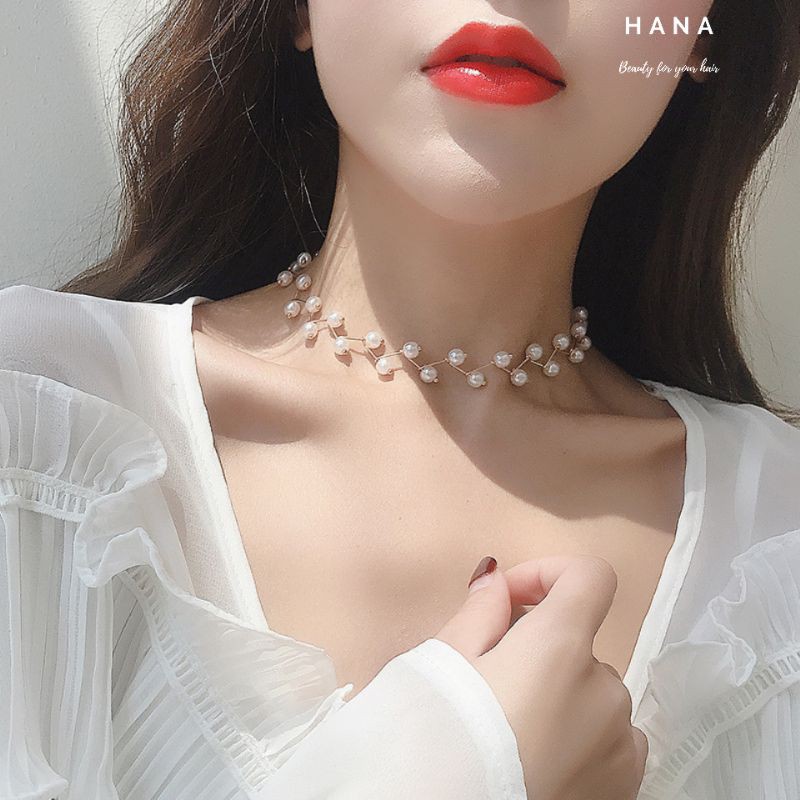 Choker đính ngọc chanh xả style Hàn quốc, dây chuyền ngọc cho nữ