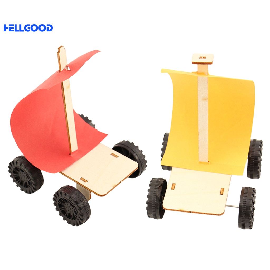 Hellgood Eco-friendly Wind Power Car Wooden Wind Power Car Kit Easy Self-assembly for Entertainment