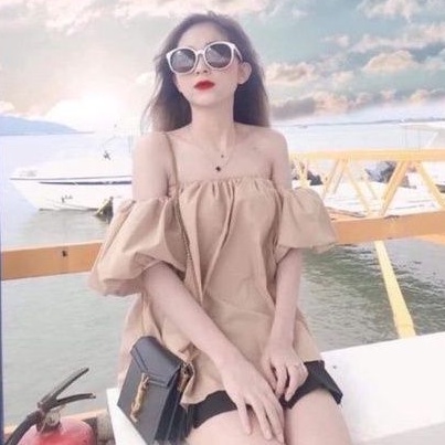 Áo bẹt vai tay ngắn phồng phôm suông PC2022 alohashop91