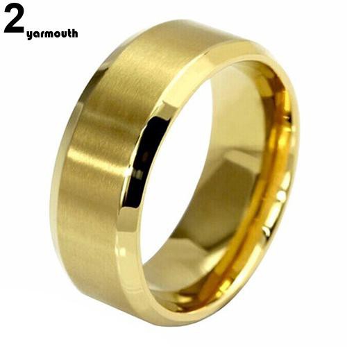 Nhẫn thép titan mạ vàng 18K kiểu dáng đơn giản trẻ trung dành cho cả nam và nữ