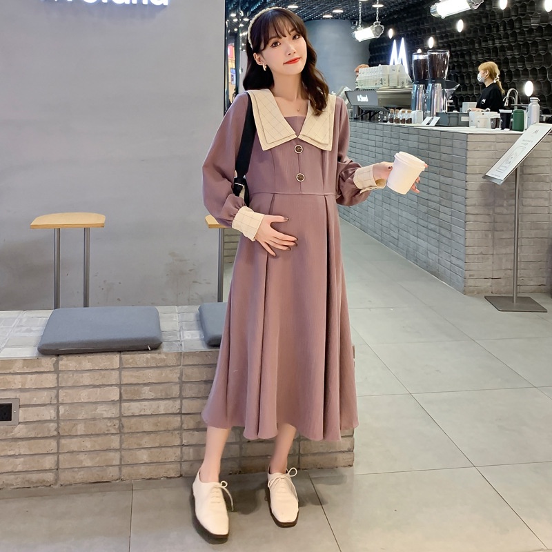 Váy Bầu Công Sở Thiết Kế Thu Đông Phong Cách Hàn Quốc Cao Cấp Giấu Bụng Cực Xinh