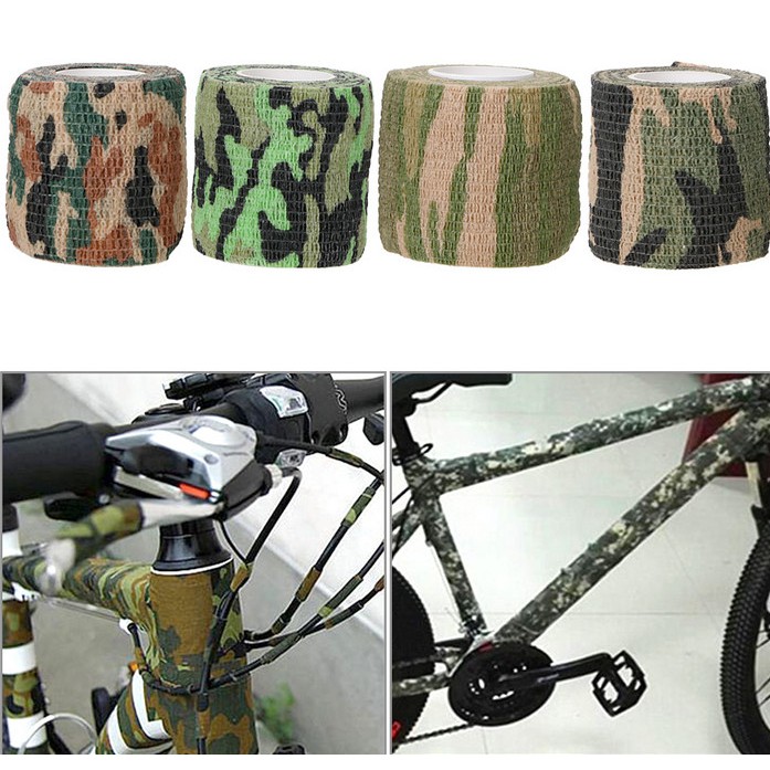 Cuộn Băng Dính Họa Tiết Rằn Ri Bằng Vải Không Dệt 5Cmx4.5M Có Thể Thu Gọn Cho Xe Đạp / Săn Bắn