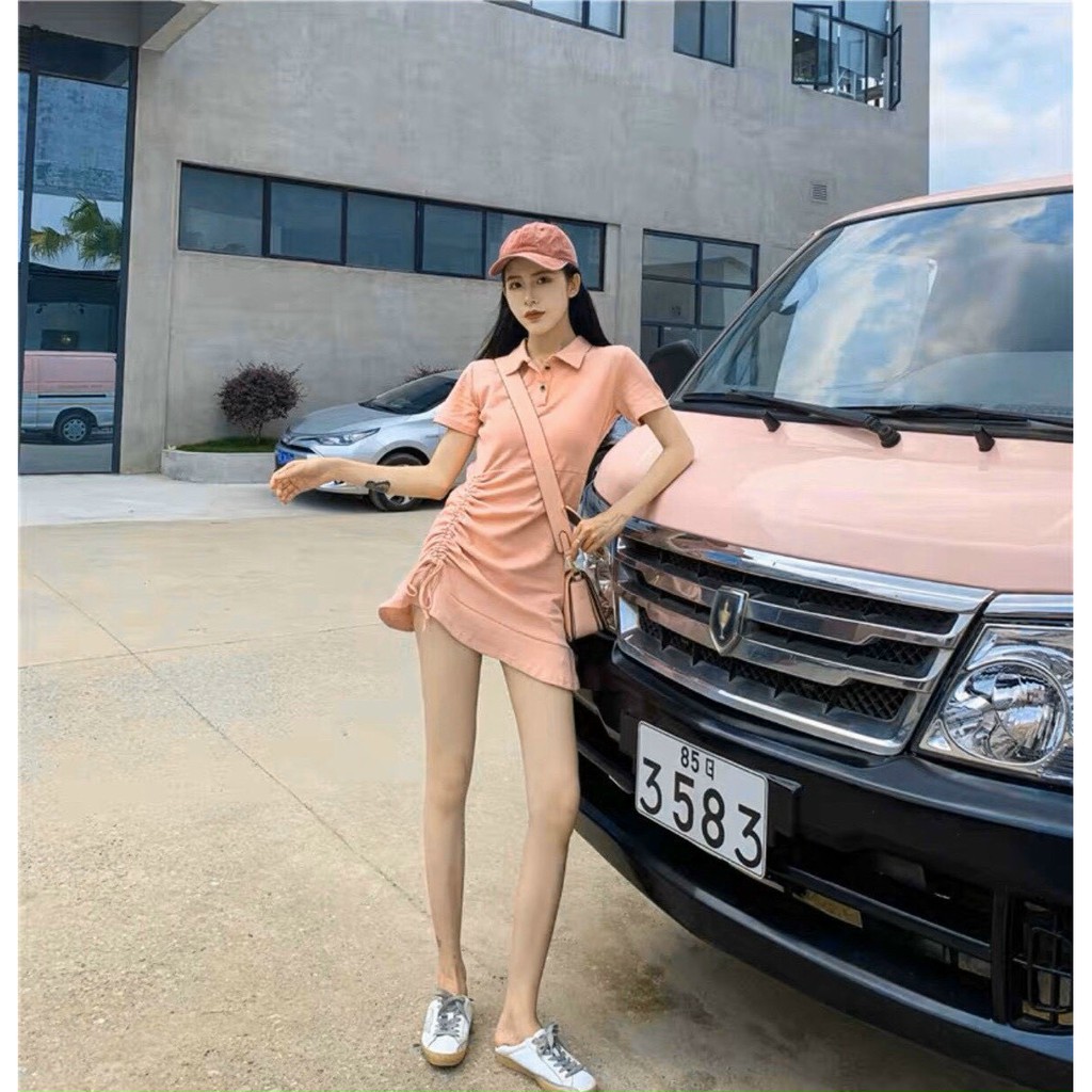 Đầm thun polo rút hông bên body xinh xắn ANN352