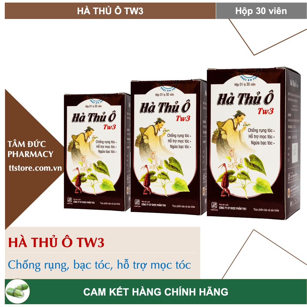 HÀ THỦ Ô TW3 [Hộp 30 viên] - Hỗ trợ mọc tóc, ngừa bạc tóc [hà thủ ô trung ương 3 / TƯ3]