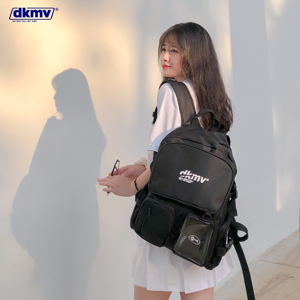 Balo đi học nữ màu đen DKMV | Plastic Box Backpack