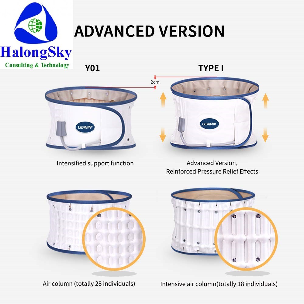 Đai hơi lưng LEAMAI Y01 nâng đỡ giảm sức ép vùng lưng, kéo giãn cột sống lung [Halongsky]