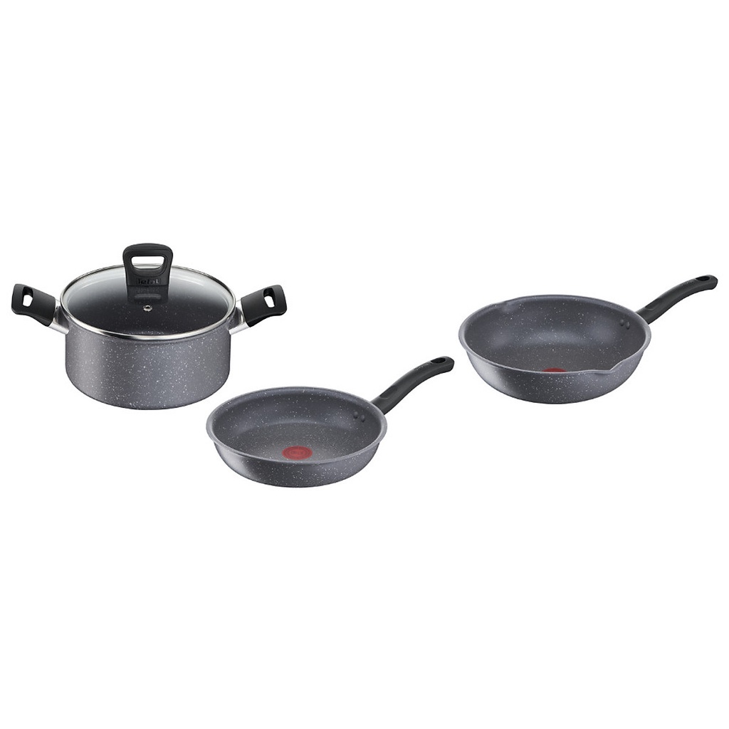 Bộ Nồi Chảo Tefal G134S495 Cook Healthy Gồm Chảo 24Cm, Chảo Sâu 28Cm, Nồi 20Cm - Hàng Chính Hãng