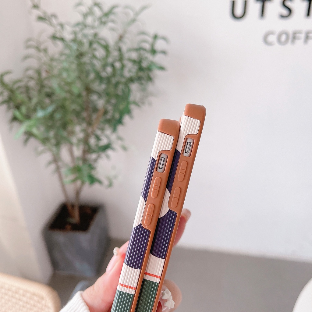 Ốp lưng điện thoại Iphone CARO HOA XANH Viền Vuông ĐEN ip7,8,plus/X,XS/XSMAX/11/11/12/13,pro,max