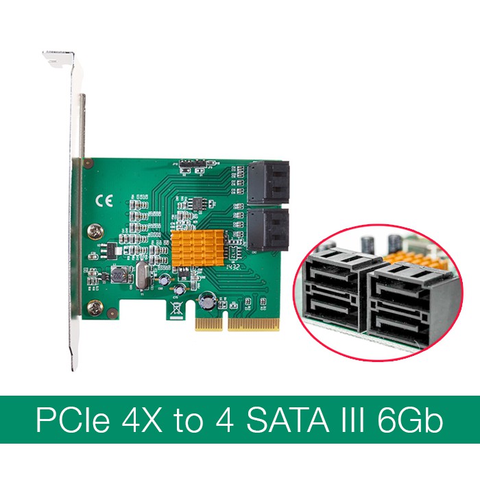 Card Mở Rộng Pci Express 1x Sang 4-port Sata 3.0 6g cho HĐ