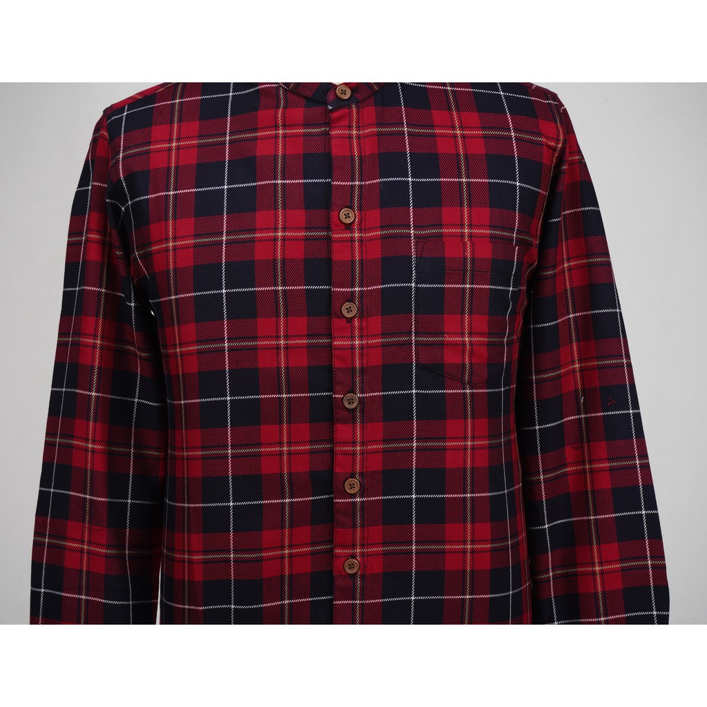 Áo Sơ Mi Vải Flannel Dáng Dài Màu Đỏ / Đen Thời Trang Cho Nam
