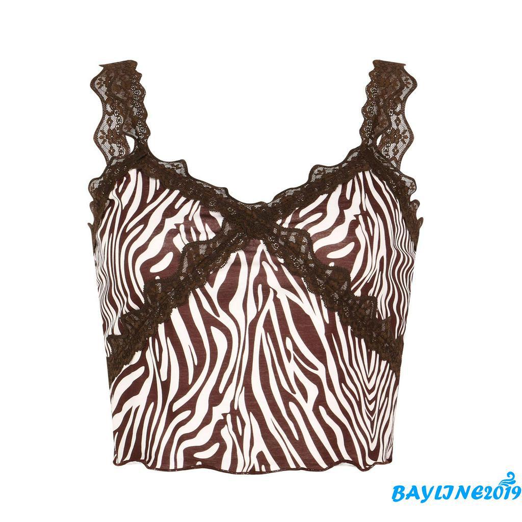 Áo Lửng Hai Dây Họa Tiết Sọc Vằn Gợi Cảm Sành Điệu Cho Nữ