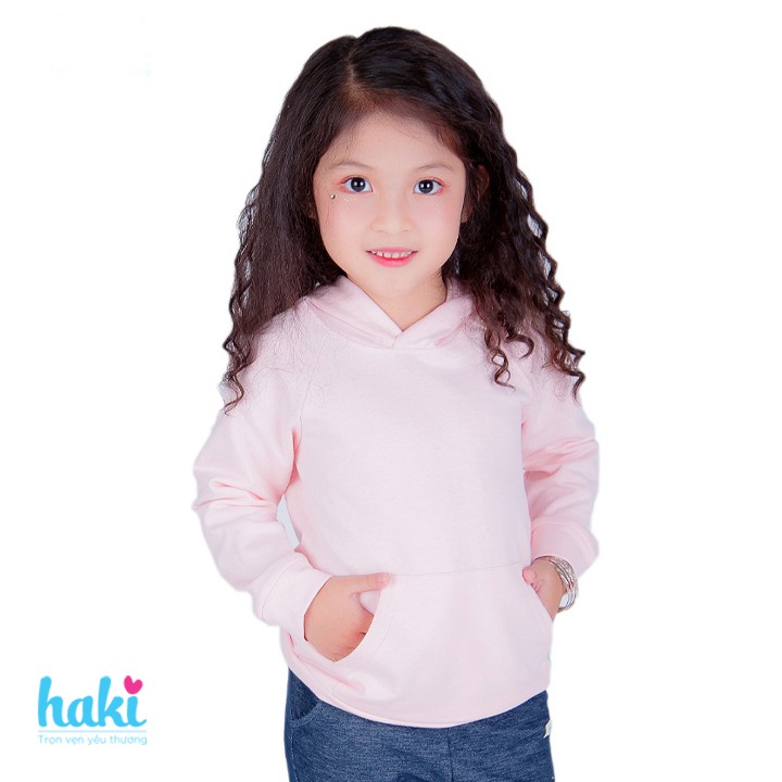 Áo hoodie nỉ da dá bé gái - hồng HAKI