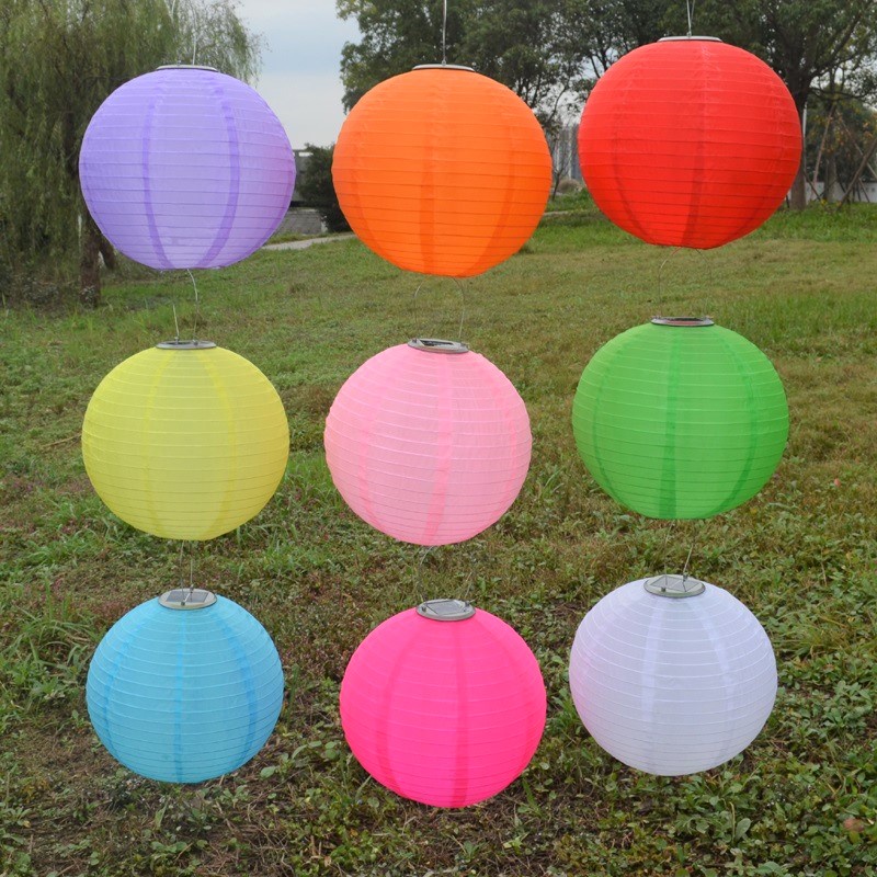 Đèn lồng trung thu LED năng lượng mặt trời 30cm chống thấm nước treo ki niệm trang trí sân vườn