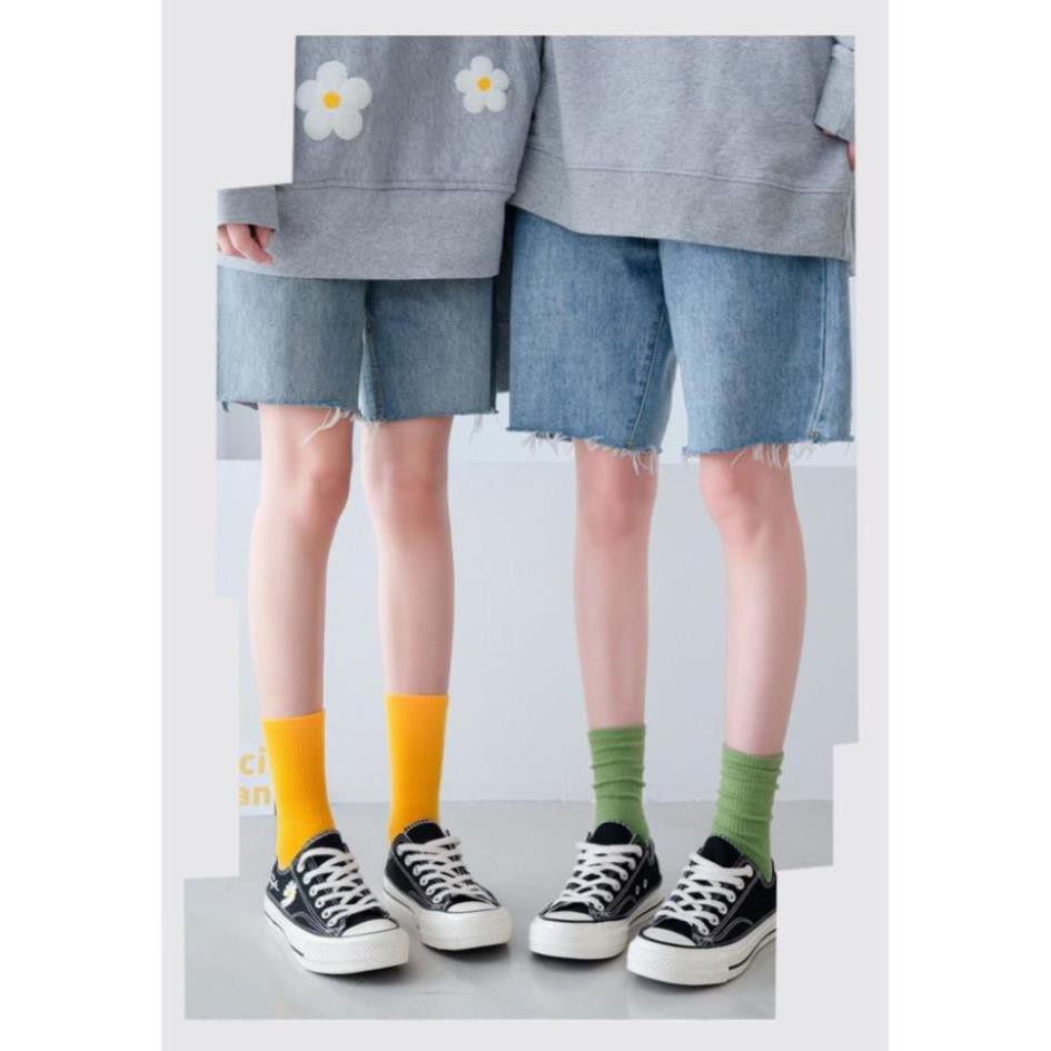 Tất Nam Nữ Cao Trơn Cotton Trơn Vớ Cổ Cao Cá Tính Phong Cách Đường Phố Hot Trend Tất Cao Cặp Đôi Ulzzang