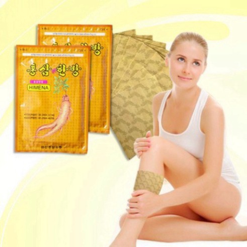 Túi 20 miếng Cao Dán Chiết Xuất Hồng Sâm Himena Hàn Quốc Đỏ Vàng Chính Hãng - Giảm Đau Cơ Đau Khớp