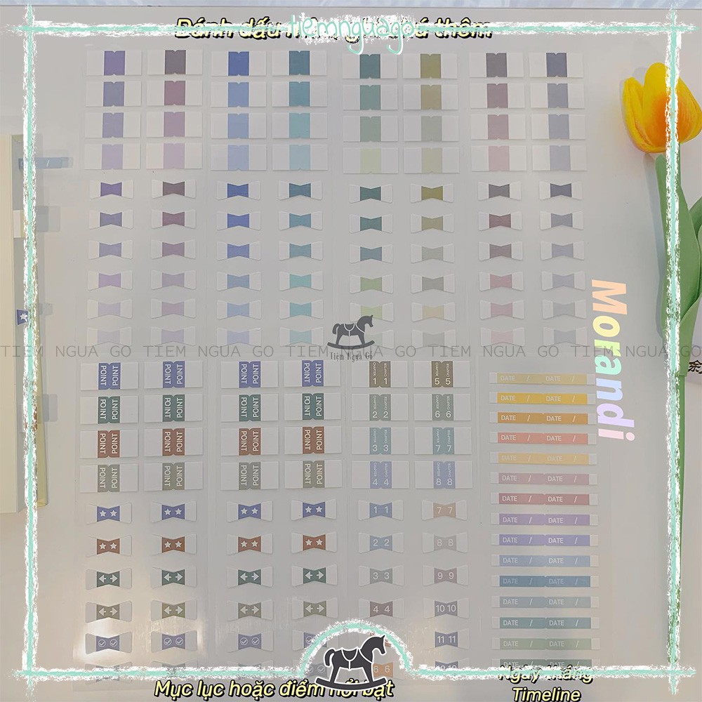 Sticker Phân Trang 8 Sheets Index Yuren Hình Dán Deco Sticker Dán Sổ, Sticker Trang Trí Sổ Bullet Journal Sổ Tay