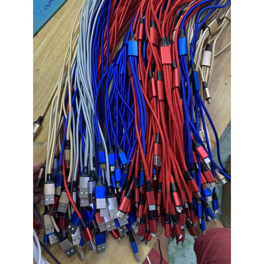 Cáp sạc dây dù 3 đầu, dài 1m2, hỗ trợ 3A (S190/S11)