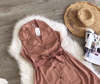 Đầm váy công sở vest nude kèm dây thắt eo