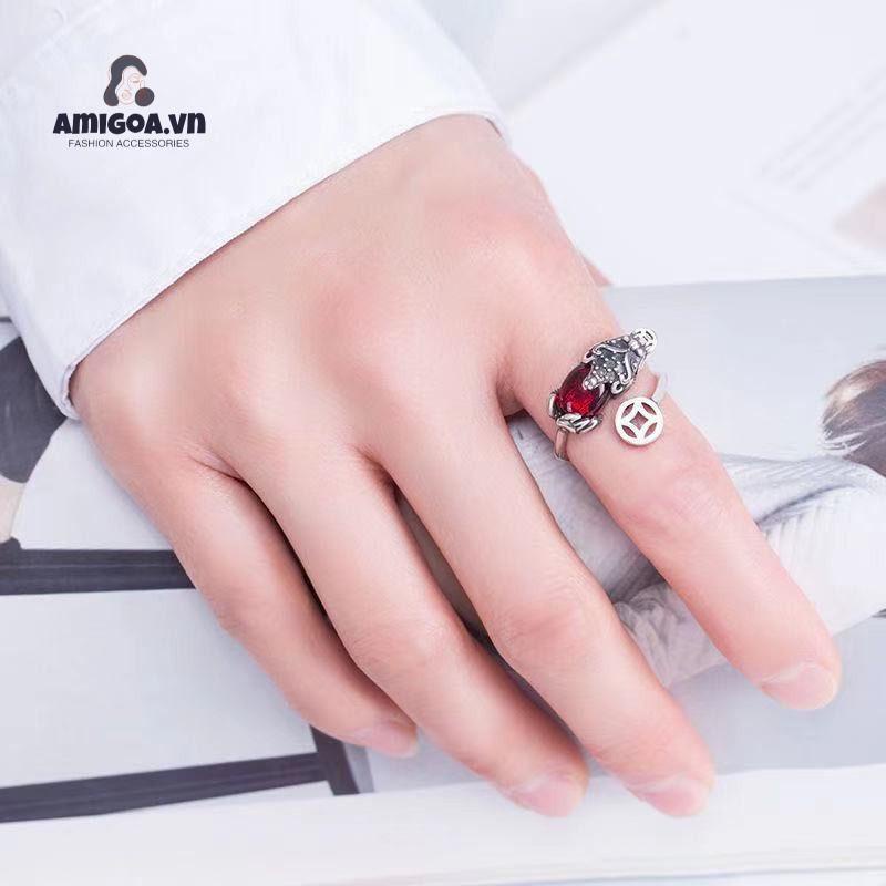 ✨✨Nhẫn Đồng Mạ Bạc Khắc Hình Sáu Trái Tim Phong Cách Cổ Điển Dành Cho Nam Nữ