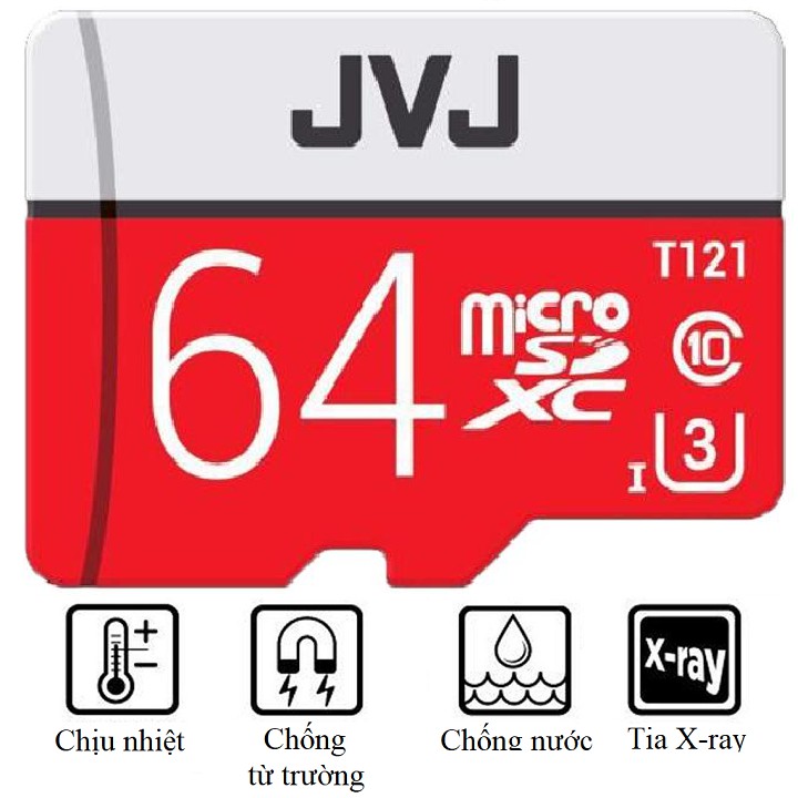 Thẻ nhớ 64Gb JVJ Pro U3 Class 10 - chuyên dụng cho CAMERA, Điện thoại, Máy ảnh,... tốc độ cao 95Mb-140Mb/s