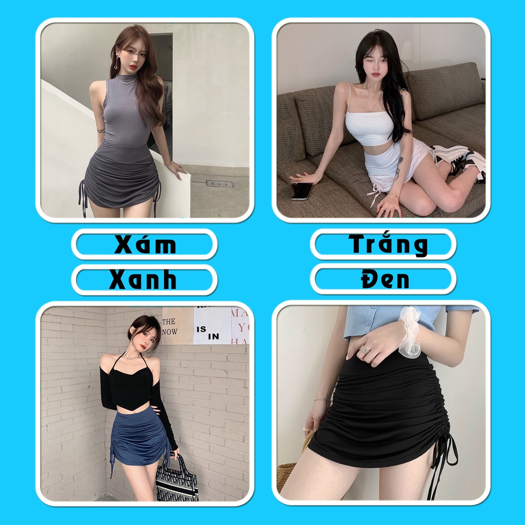 Chân váy rút dây ngắn cạp cao chân váy ngắn chữ a 2 lớp nhiều màu Zen_Clothing CV001 | BigBuy360 - bigbuy360.vn