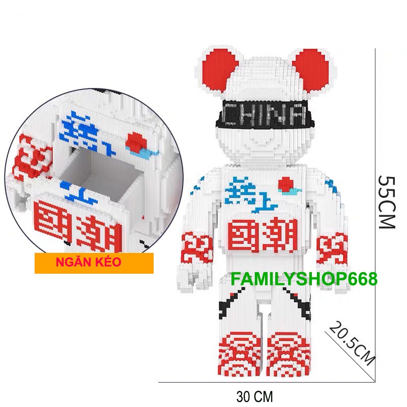 Xếp hình le.go Gấu Bearbrick chữ love jinx ô chữ cỡ lớn 55cm Đồ chơi lắp ráp nano 3d  bear bricK mô hình bearbicks