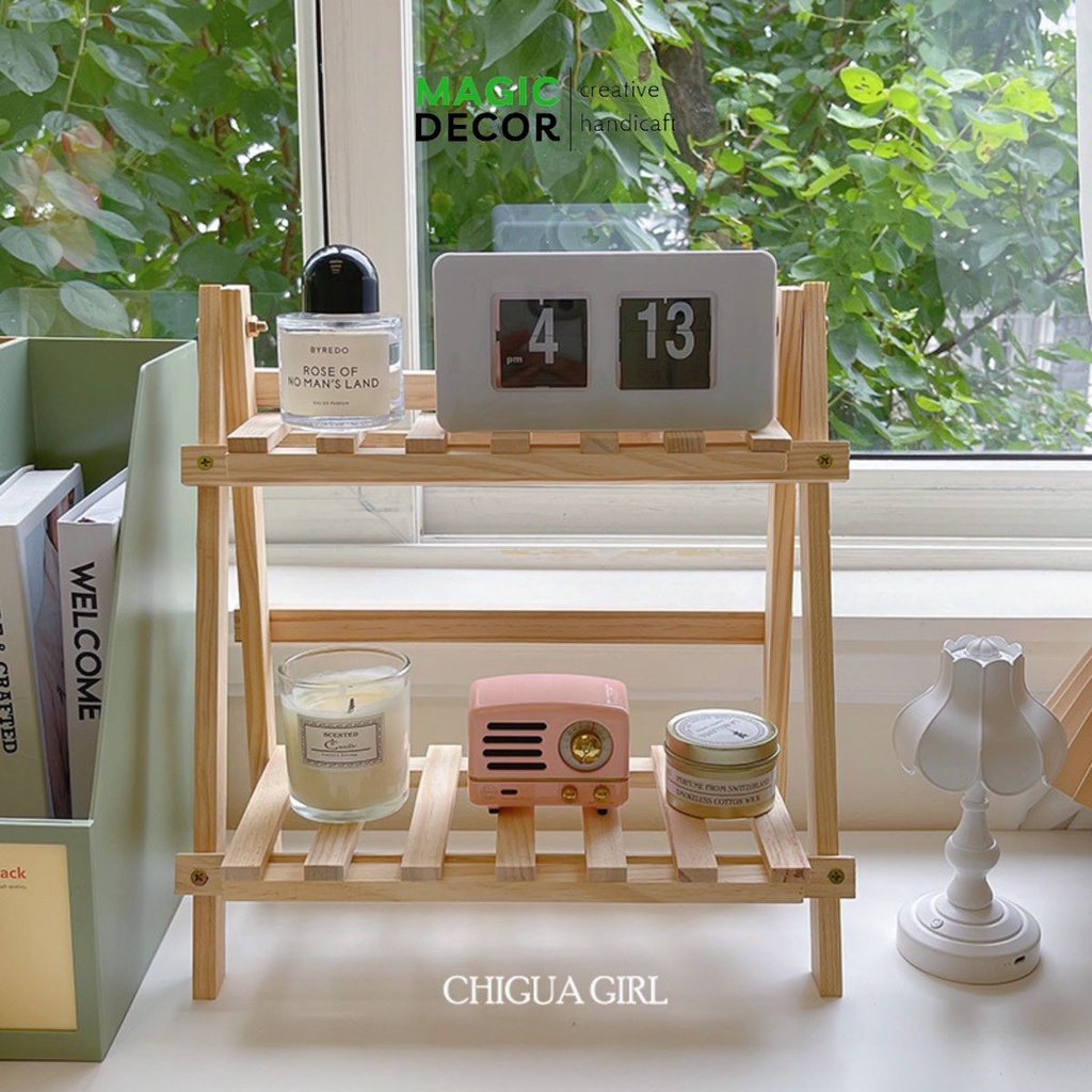 Kệ gỗ để bàn 2 tầng mini decor trang trí tiện lợi - MAGIC DECOR