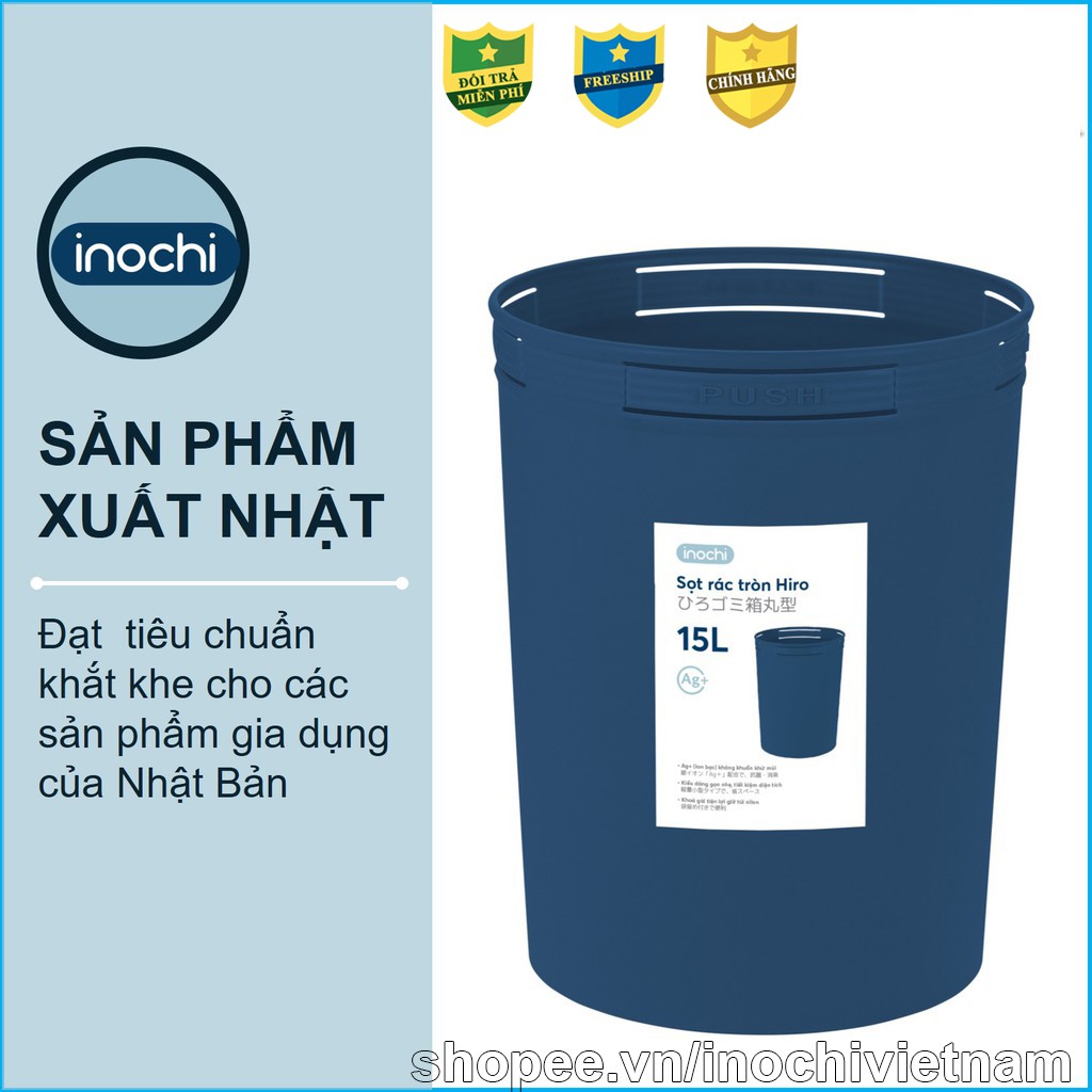 [CAO CẤP] Sọt rác nhựa Tròn Inochi 5 Lít -10 Lít -15 Lít - Kháng khuẩn kháng mùi Ag +