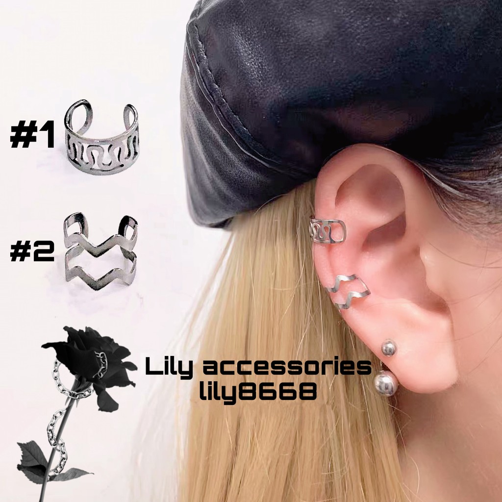 Textured Earcuff kẹp tai titan nhiều kiểu cho nam nữ không cần xỏ lỗ không gỉ không đen không dị ứng