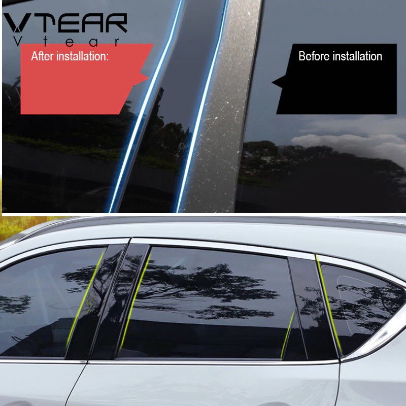 For Chevrolet Cruze 2009-2016 cửa sổ BC trụ cột sticker Màu đen bóng trang trí chống trầy xước bề mặt gương phụ kiện su
