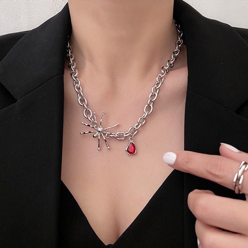 Vòng cổ Mặt Nhện Đính Pha Lê Đỏ Thời Trang Cho Nữ