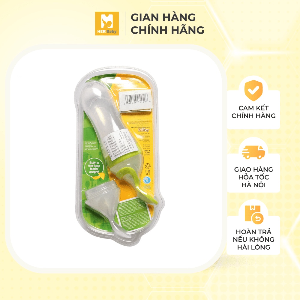 Bình thìa ăn bột Silicone Nuby 2 bước 90ml nhỏ gọn, mềm mại cho bé tập ăn - Herbaby