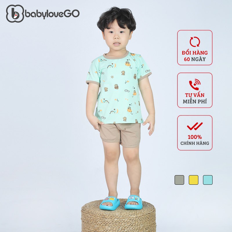 Đồ bộ bé trai bé gái BabyloveGo in hoạt hình chất thun cotton co dãn