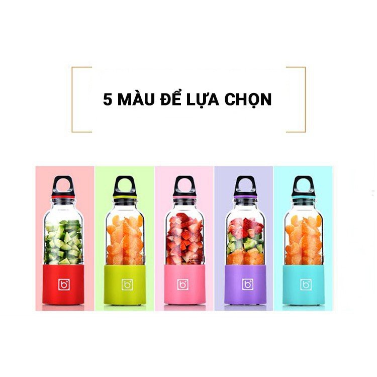 Máy Xay Sinh Tố 4 LƯỠI ❤️ 𝑭𝑹𝑬𝑬𝑺𝑯𝑰𝑷 ❤️ Máy Xay Cầm Tay 500ML Bingo Juicer Cup Sạc Pin 25W - CHỐNG NƯỚC CHỐNG VA ĐẬP