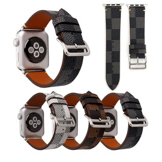 Dây Đeo Bằng Da Thật Họa Tiết LV Cho Apple Watch Series SE.6.5.4.3.2