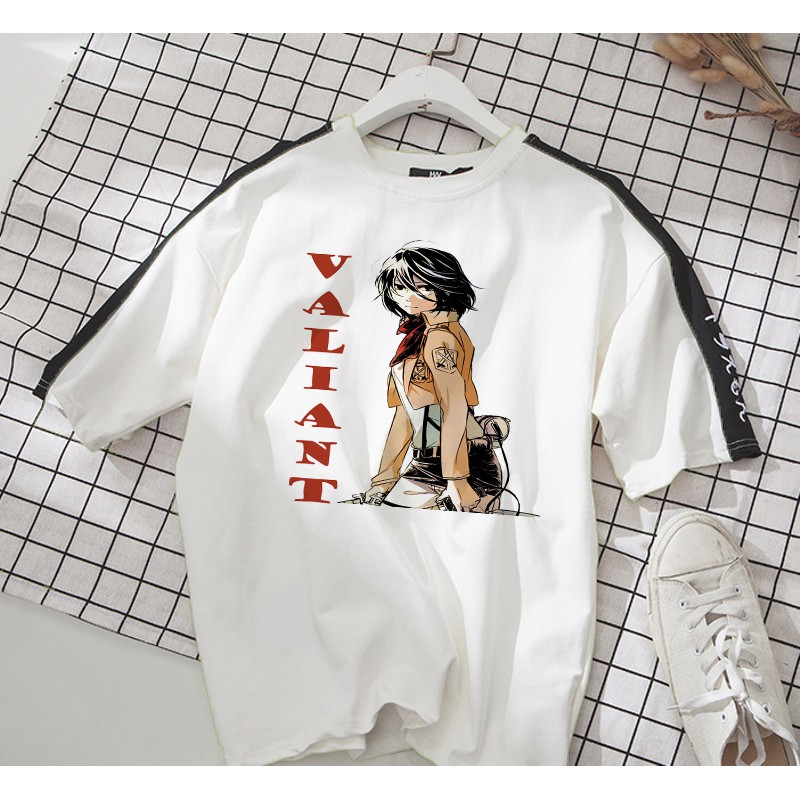 Áo thun Cotton Unisex - Nhân vật Mikasa Ackerman - Attack on Titan - Chibi - Mikasa Ackerman cứng cỏi