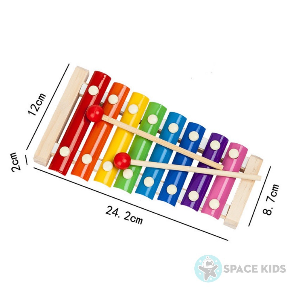 Đồ chơi gỗ thông minh montessori Đàn gỗ Xylophone 8 thanh nhiều màu sắc giáo dục cho bé phát triển trí tuệ