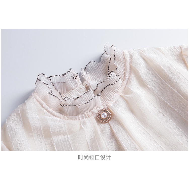 Áo Sơ Mi Chiffon Dài Tay Phối Ren Thanh Lịch Cho Nữ