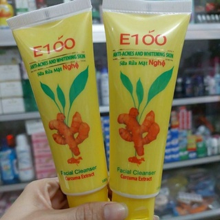 Combo 2 sữa rửa mặt nghệ e100 100g giúp sạch mụn mờ thâm trắng da, hàng chính hãng