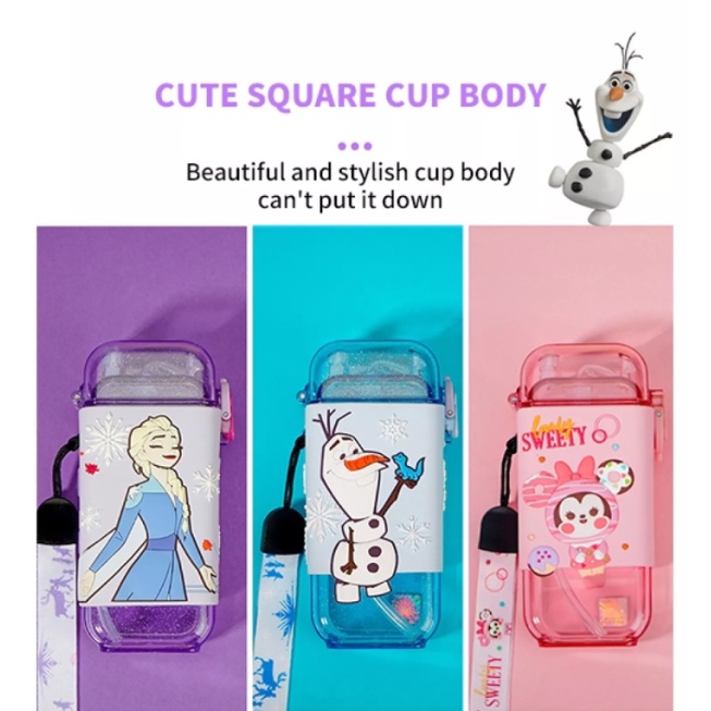 DISNEY Bình Nước cho Trẻ em CHÍNH HÃNG Elsa/Olaf/Mickey/Minnie/Thomas kèm Ống Hút