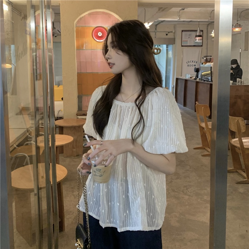 Áo Sơ Mi Ngắn Tay Trễ Vai Một Bên Vai 51324