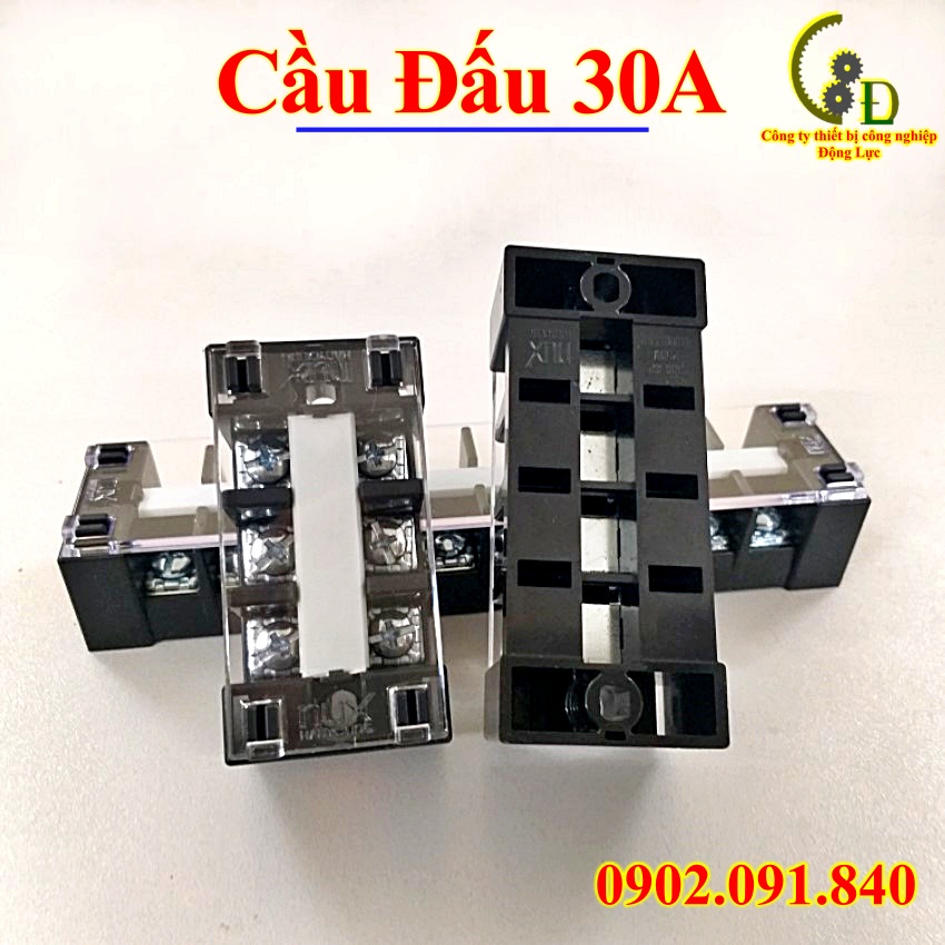 Cầu đấu điện 30A 3-4-6-10 chân, mắt, pha 💥Korea💥 Domino terminal block chia dây điện nhập khẩu Hàn Quốc