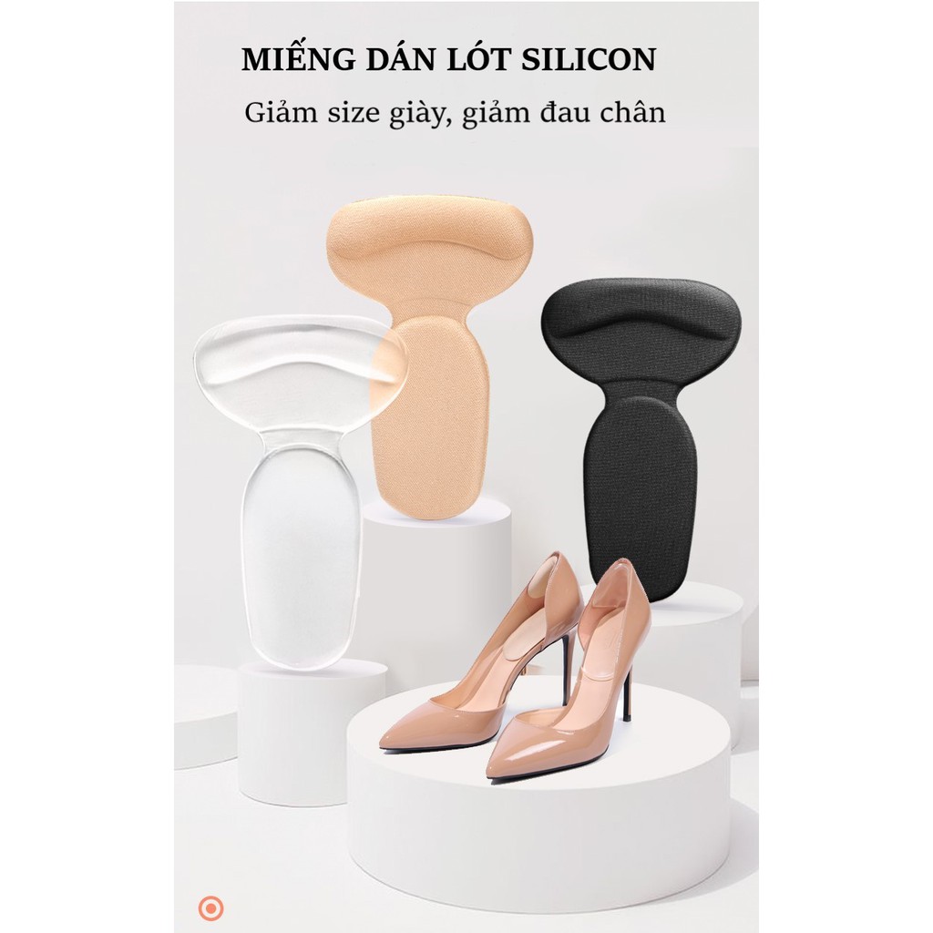 Combo 2 đôi Dán lót giày silicon chống trầy gót, chống nhấc gót, đau chân, giảm size giày