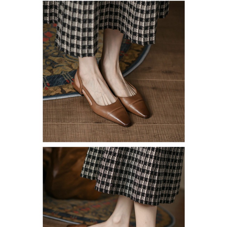 Ins Giày Sandal Hở Ngón Mũi Vuông Hở Một Ngón Đế Bằng Bằng Da Thật Đánh Bóng Phong Cách Cực Chất Cao Cấp Dành Cho Bạn Nữ