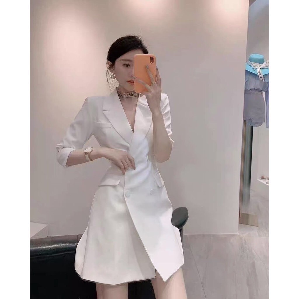 Đầm vest nữ nút bọc, đầm vest công sở chanh xả phong cách Hàn Opazi Dress | WebRaoVat - webraovat.net.vn