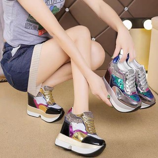 [ Sẵn line bạc 36,38] Giày thể thao đế độn nữ 12cm
