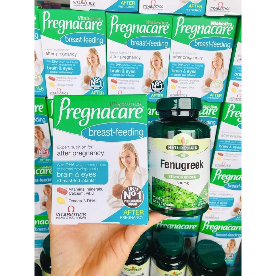 Combo Pregnacare breast feeding và cỏ Cà ri lợi sữa Fenugreek