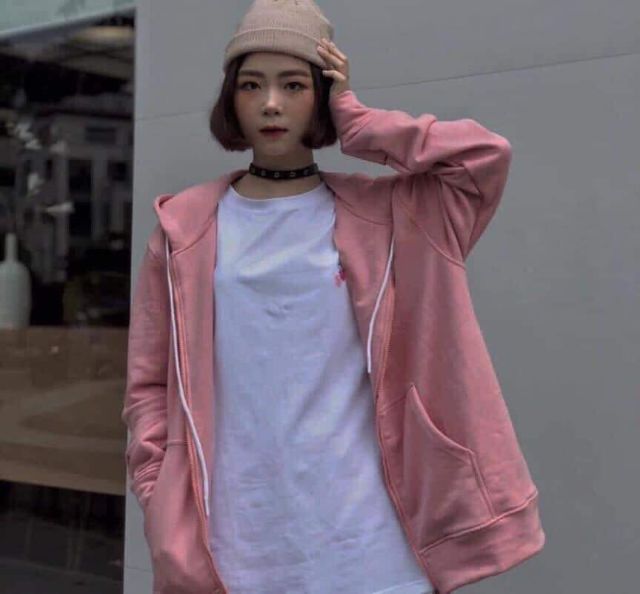 Áo Hoodie Zip Trơn Tay Dài Túi Bụng Ảnh+Clip Thật