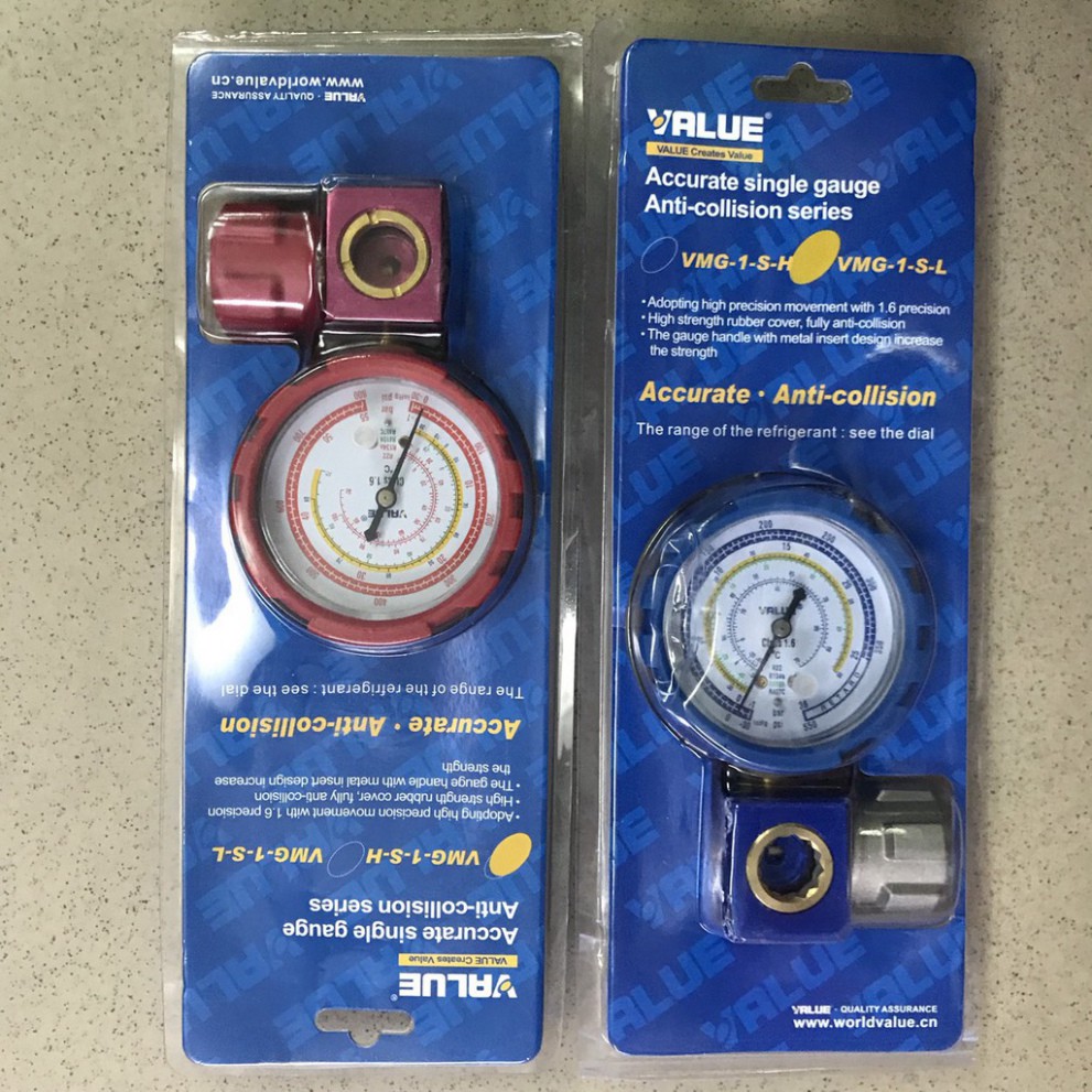 Đồng hồ nạp gas lạnh đơn Value VMG-1-S-L ( Áp Cao_màu đỏ )